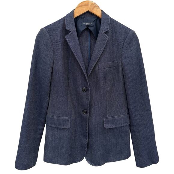 Piazza Sempione Denim Look Navy Blazer Made in Italy Size Small - Picture 1 of 8